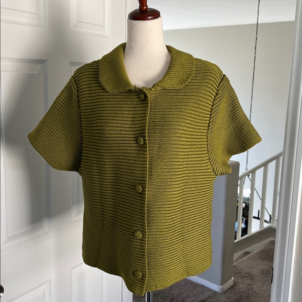 Zara Olive Green Knit Cardigan - Size XL
